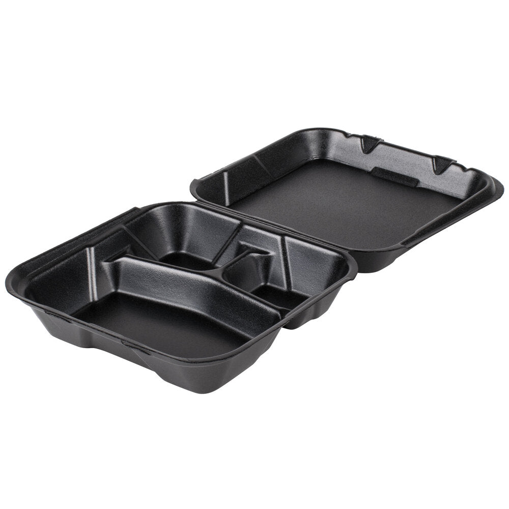Black Foam Hinged Takeout Containers