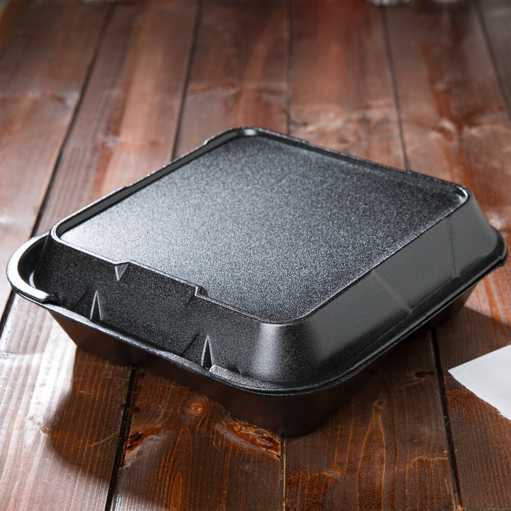 Black Foam Hinged Takeout Containers