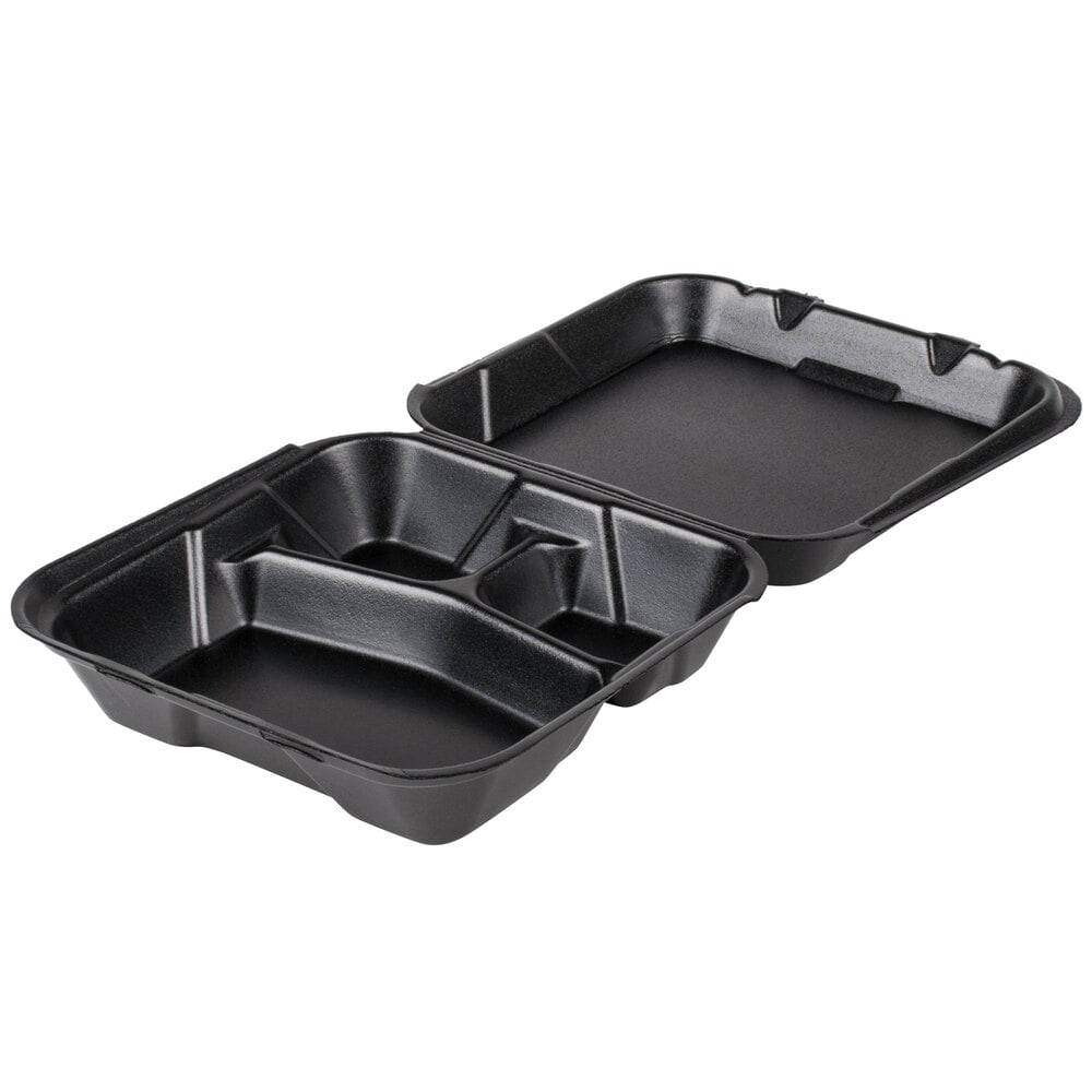 Black Foam Hinged Takeout Containers