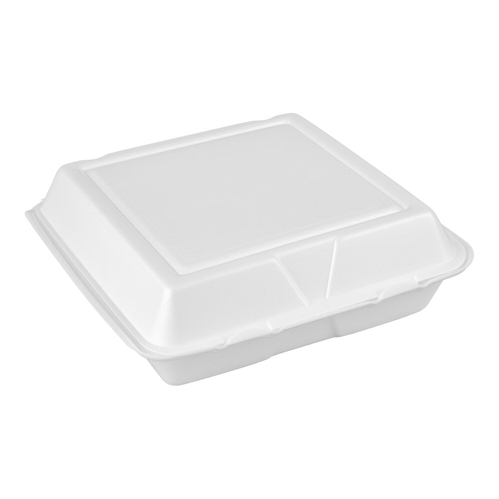 White Foam Hinged Containers