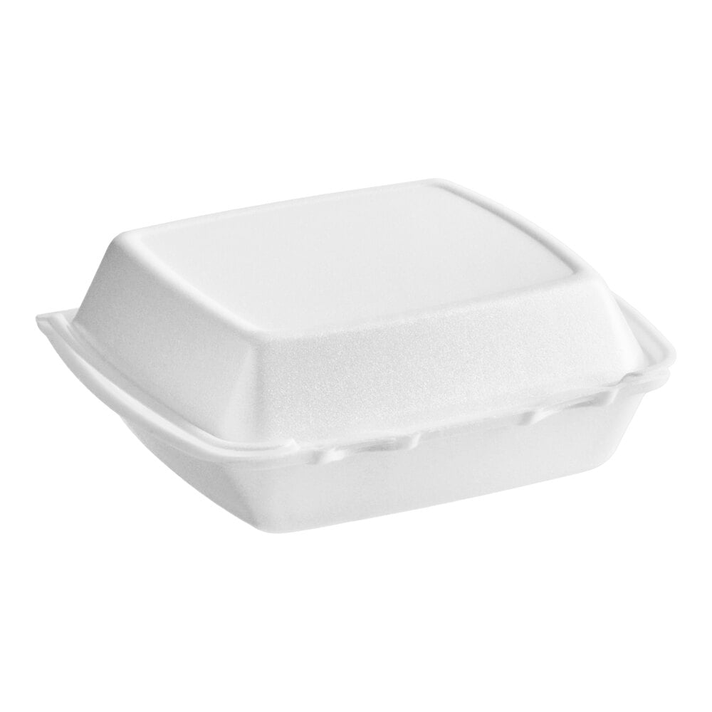 White Foam Hinged Containers with Removable Lids