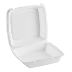 White Foam Hinged Containers with Removable Lids