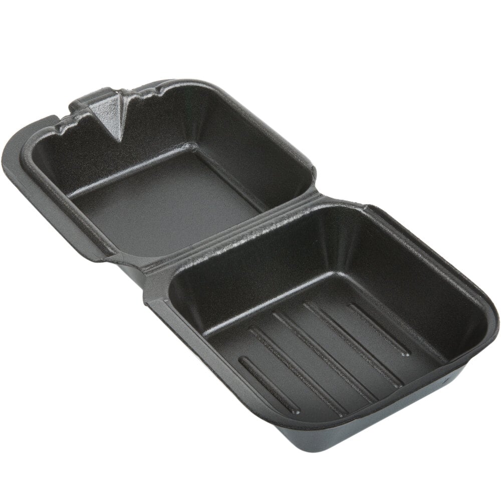 Black Foam 1-Compartment Hinged Takeout Containers