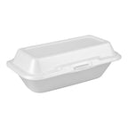 White Foam Hinged Hoagie Containers with Removable Lids