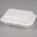 White Foam 1-Compartment Hinged Containers