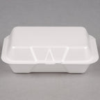 White Foam 1-Compartment Hinged Containers