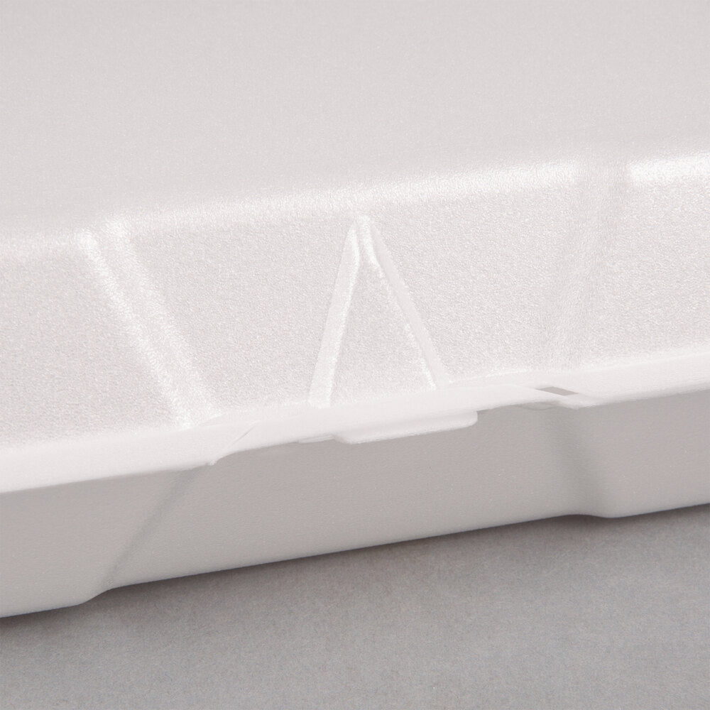 White Foam 1-Compartment Hinged Containers
