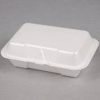 White Foam 1-Compartment Hinged Containers