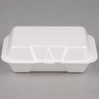 White Foam 1-Compartment Hinged Containers