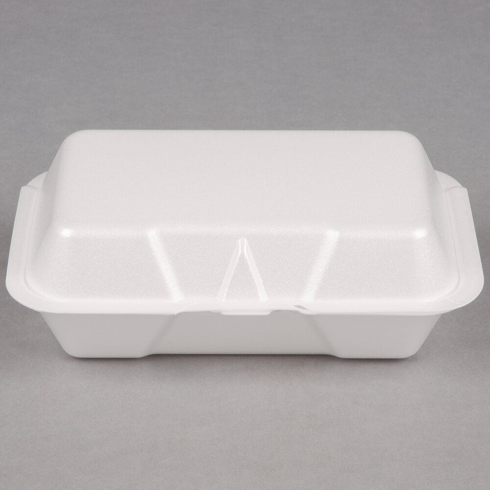 White Foam 1-Compartment Hinged Containers