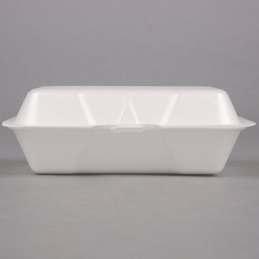 White Foam 1-Compartment Hinged Containers