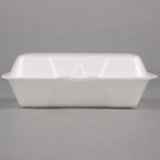 White Foam 1-Compartment Hinged Containers