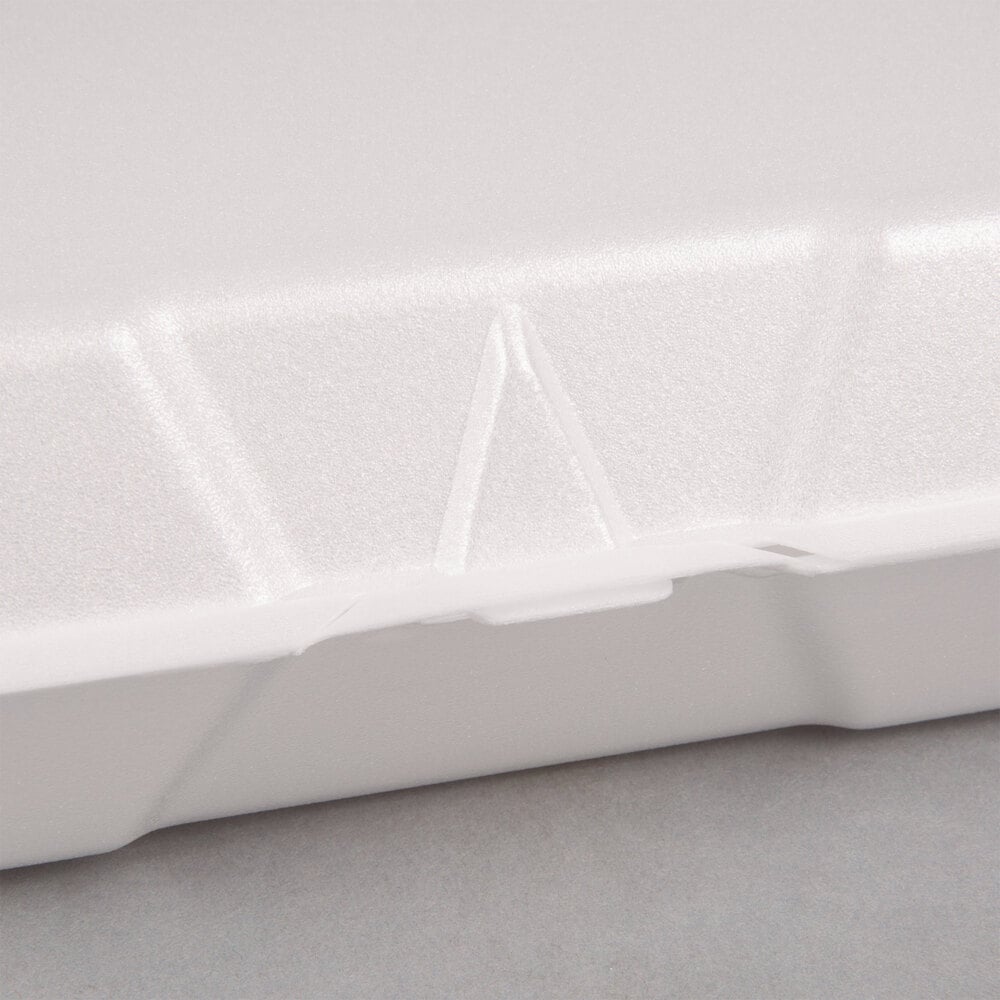 White Foam 1-Compartment Hinged Containers
