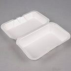 White Foam 1-Compartment Hinged Containers