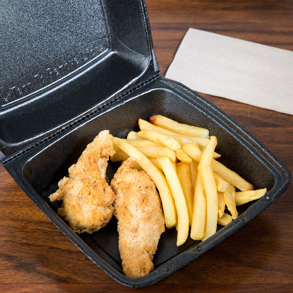 Black Foam Hinged Containers with Removable Lids