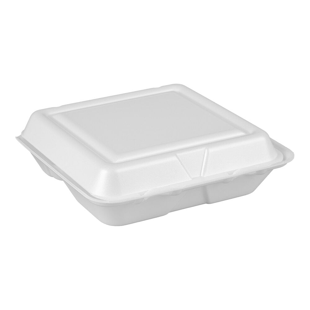White Foam Hinged Containers