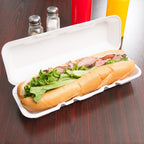 White Foam Hinged Hoagie Containers