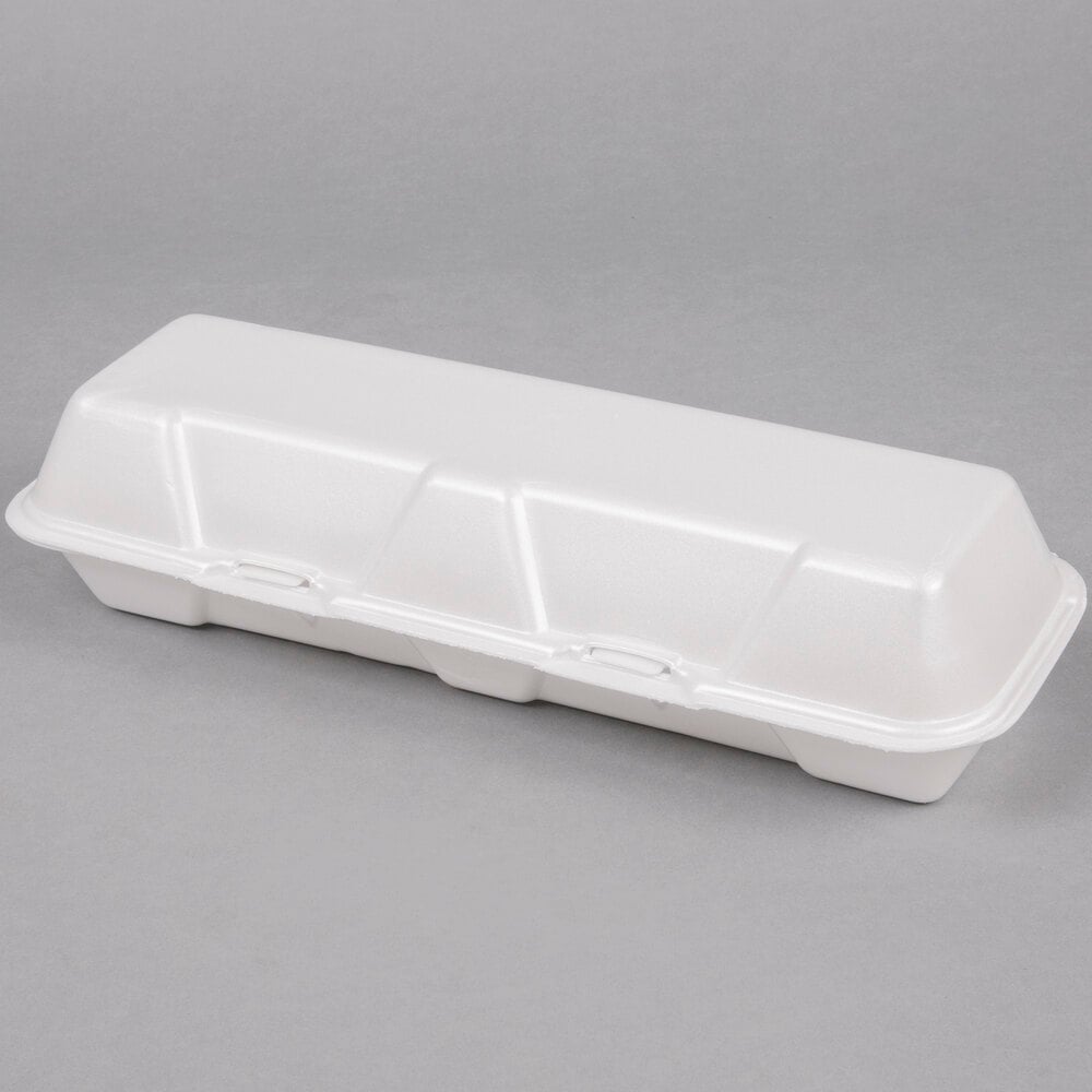 White Foam Hinged Hoagie Containers