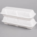 White Foam Hinged Hoagie Containers