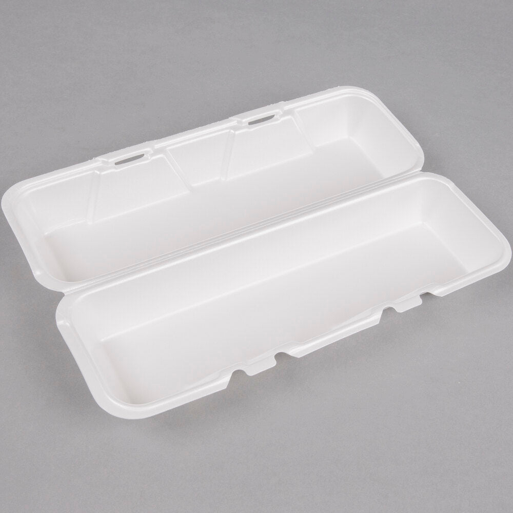 White Foam Hinged Hoagie Containers