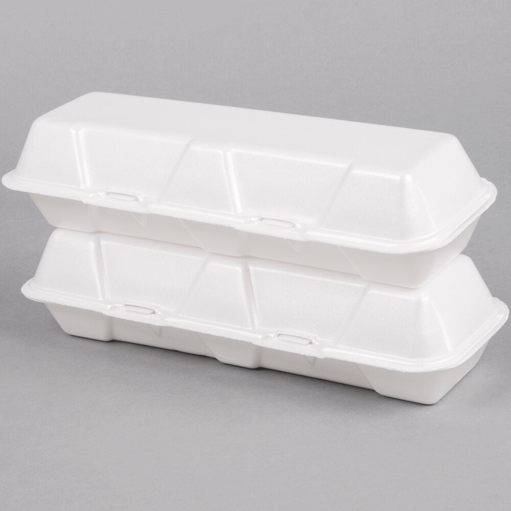 White Foam Hinged Hoagie Containers