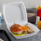 White Foam 1-Compartment Hinged Containers with Removable Lids