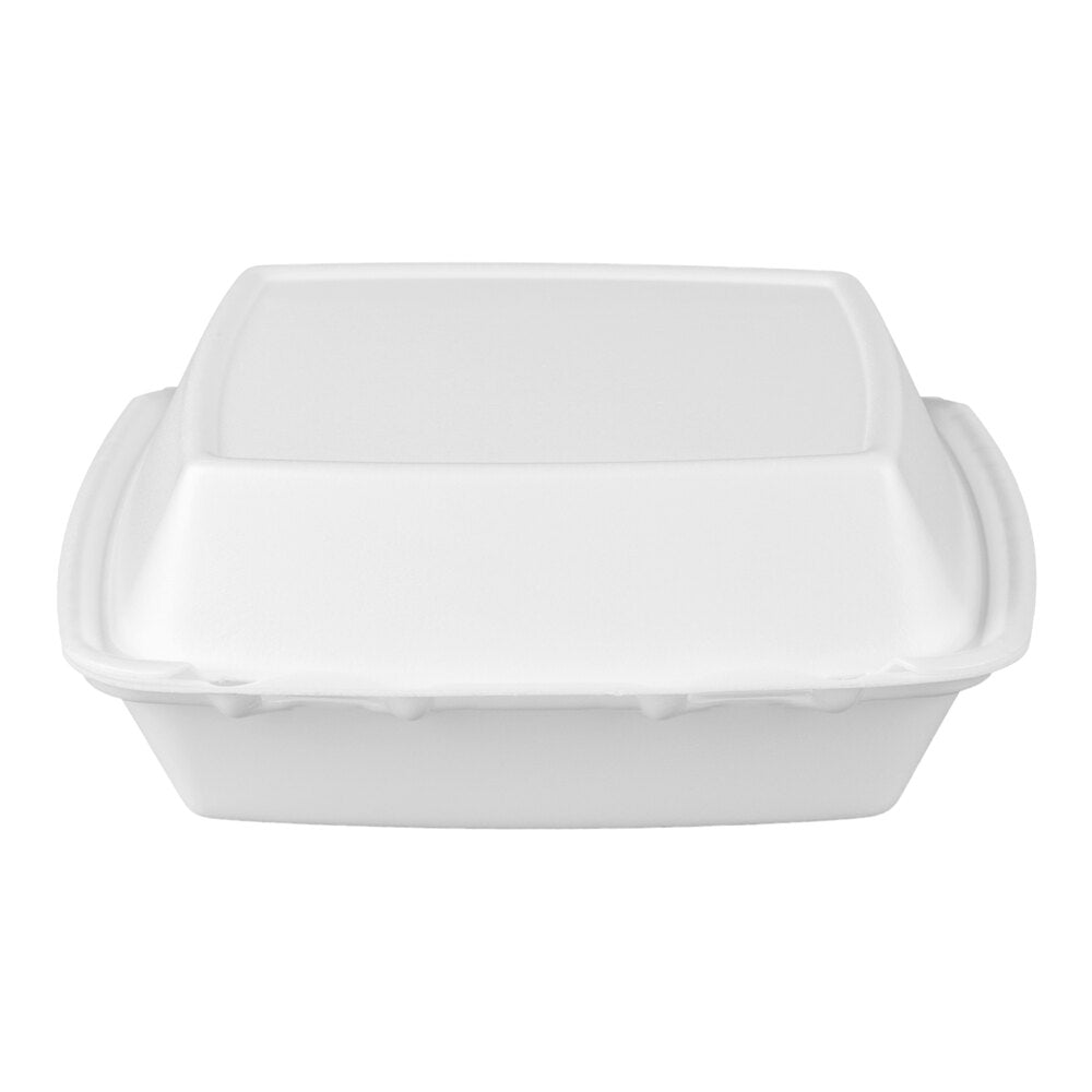 White Foam Hinged Containers with Removable Lids