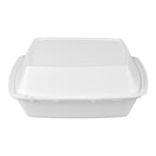 White Foam Hinged Containers with Removable Lids