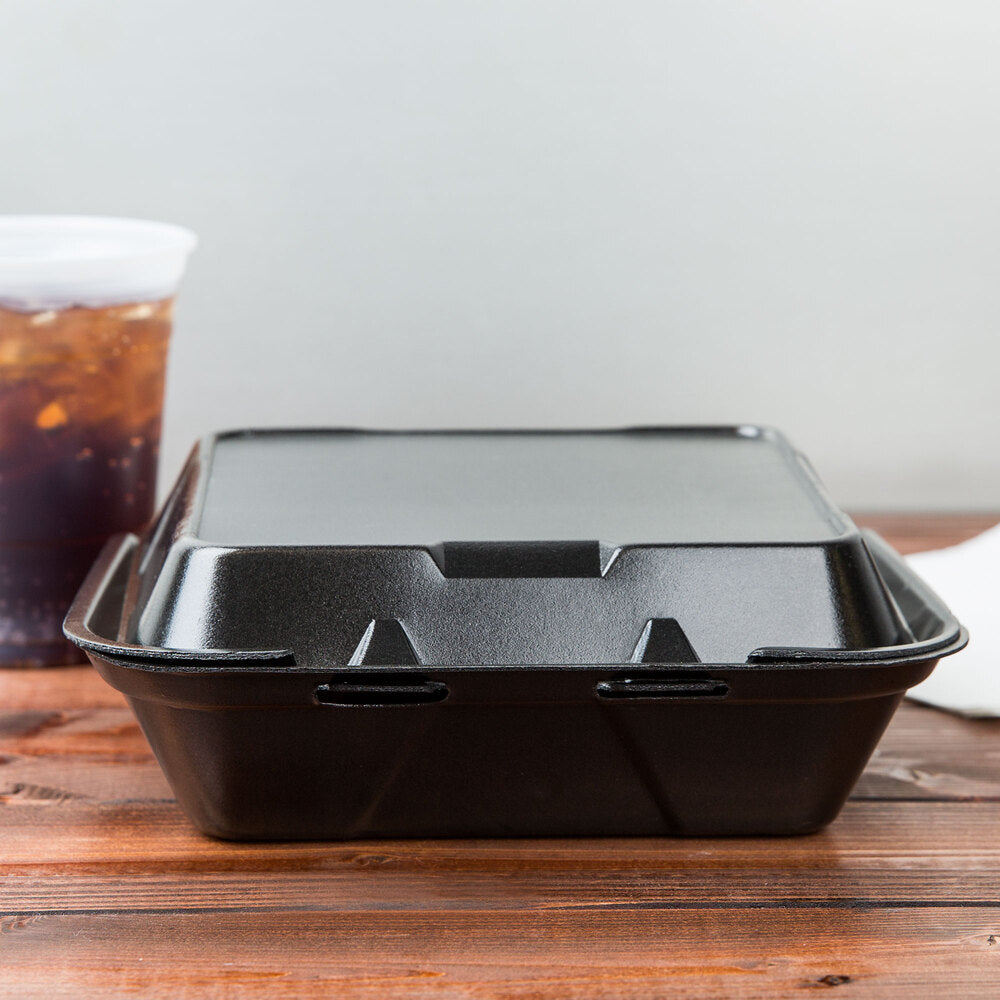 Black Foam 1-Compartment Hinged Takeout Containers
