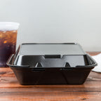 Black Foam 1-Compartment Hinged Takeout Containers