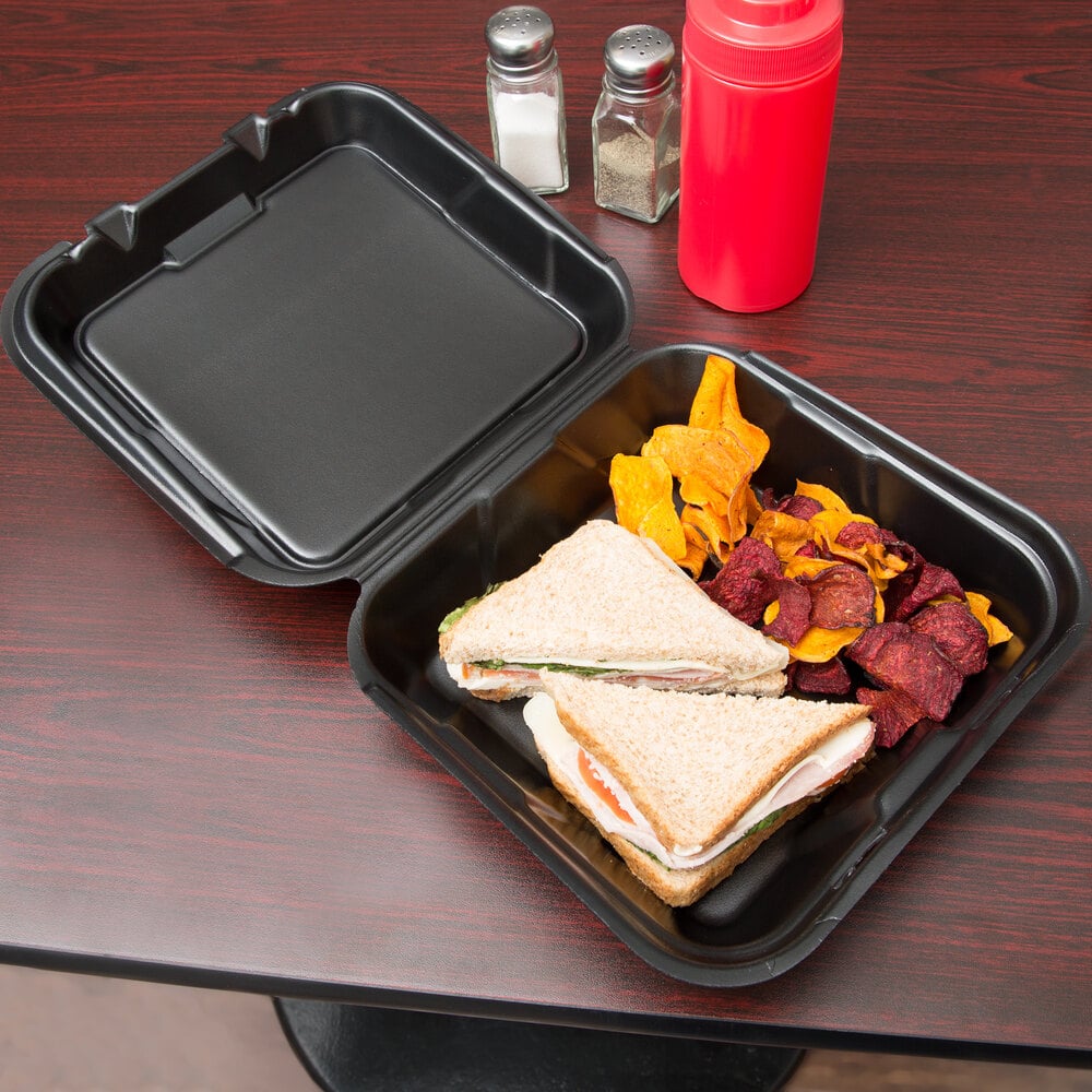 Black Foam Hinged Takeout Containers