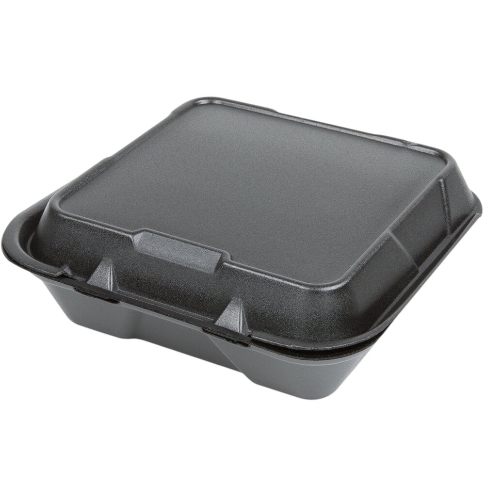 Black Foam Hinged Takeout Containers