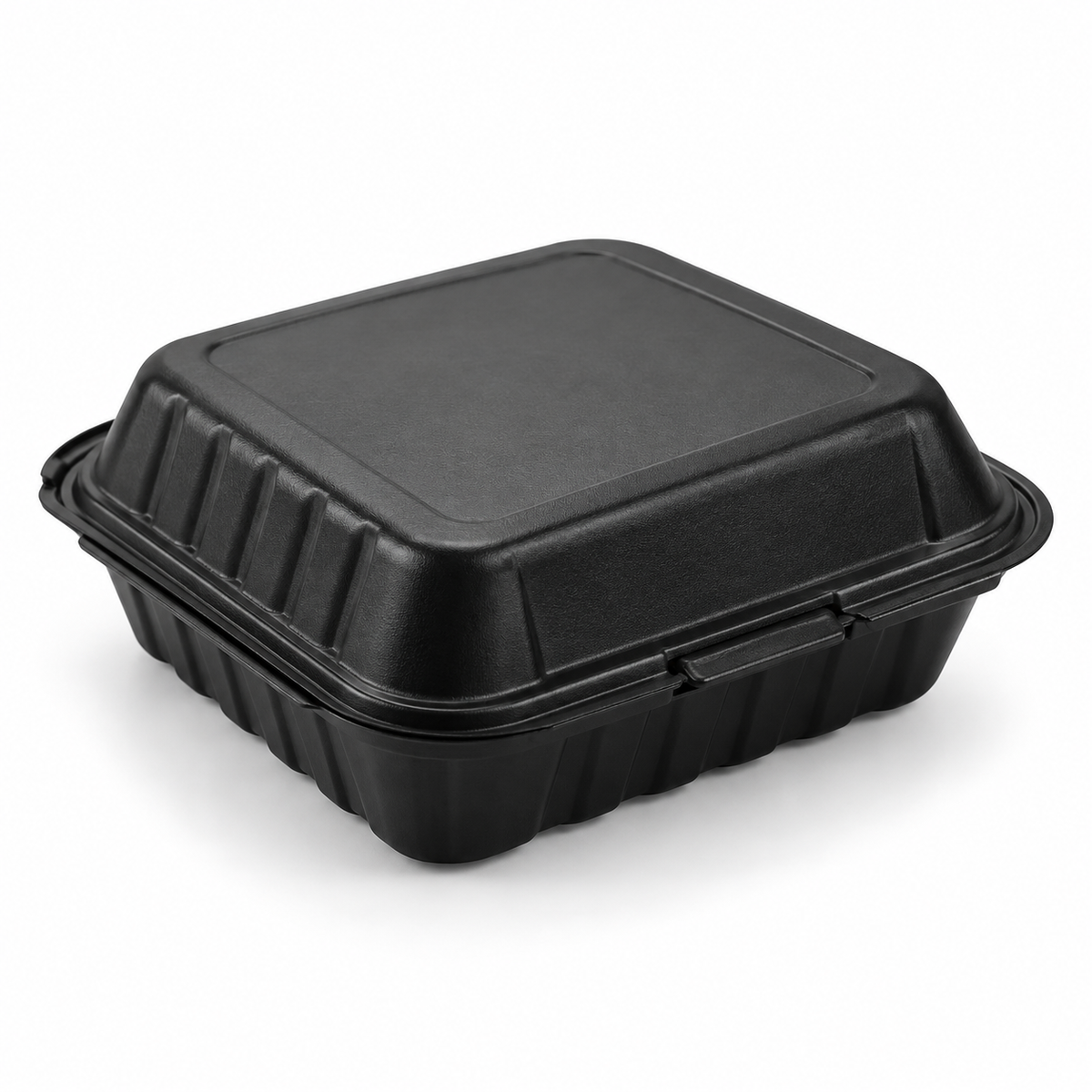 Black MFPP Hinged Takeout Containers – 9 × 9 × 3 in — closed container, representative image