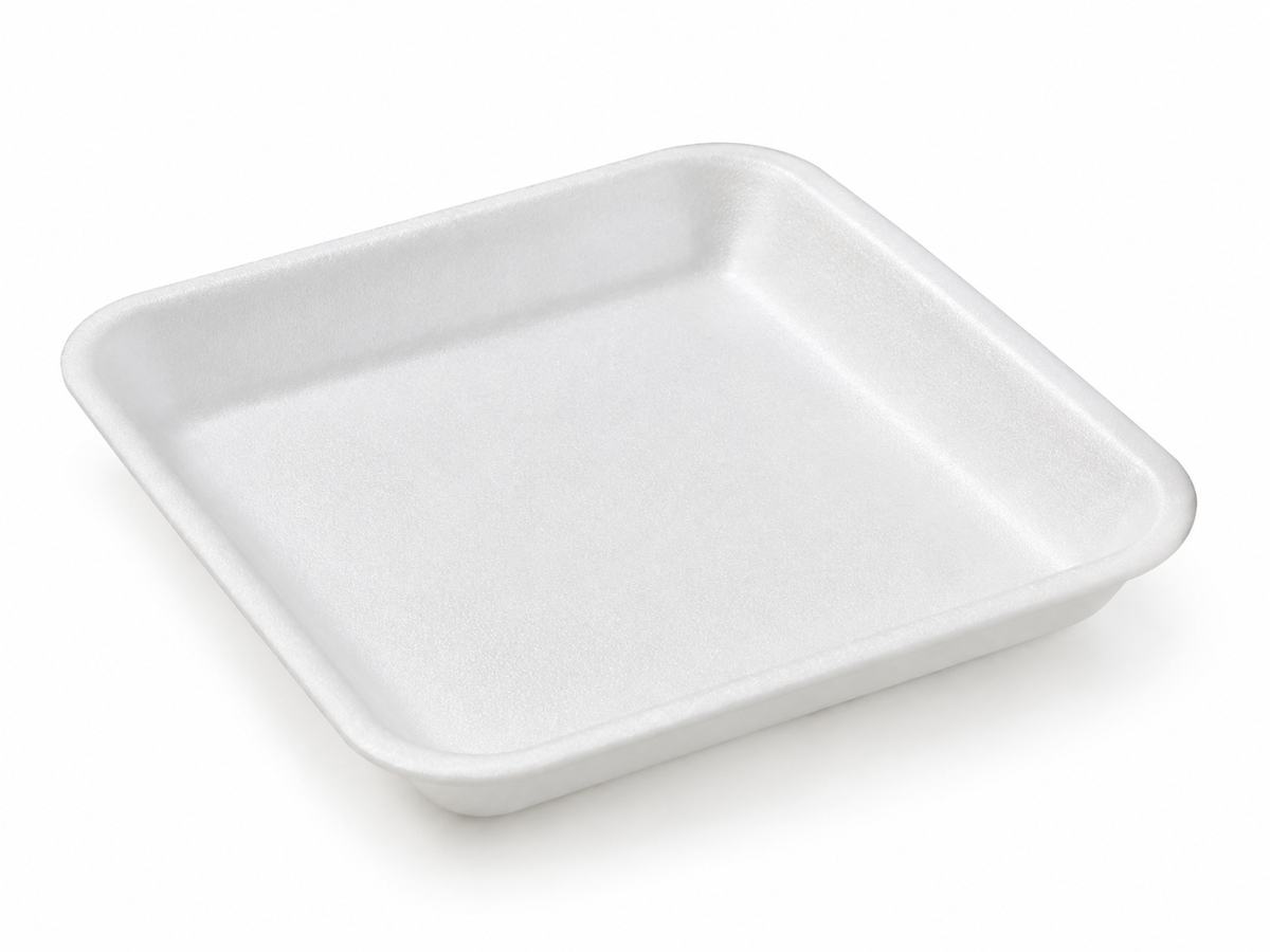 Generic representative image: White Foam Trays – 5.25 × 5.25 × 0.5 in