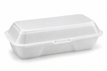 Generic representative image: White Foam Hinged Hot Dog Containers – 7.38 × 3.56 × 2.25 in