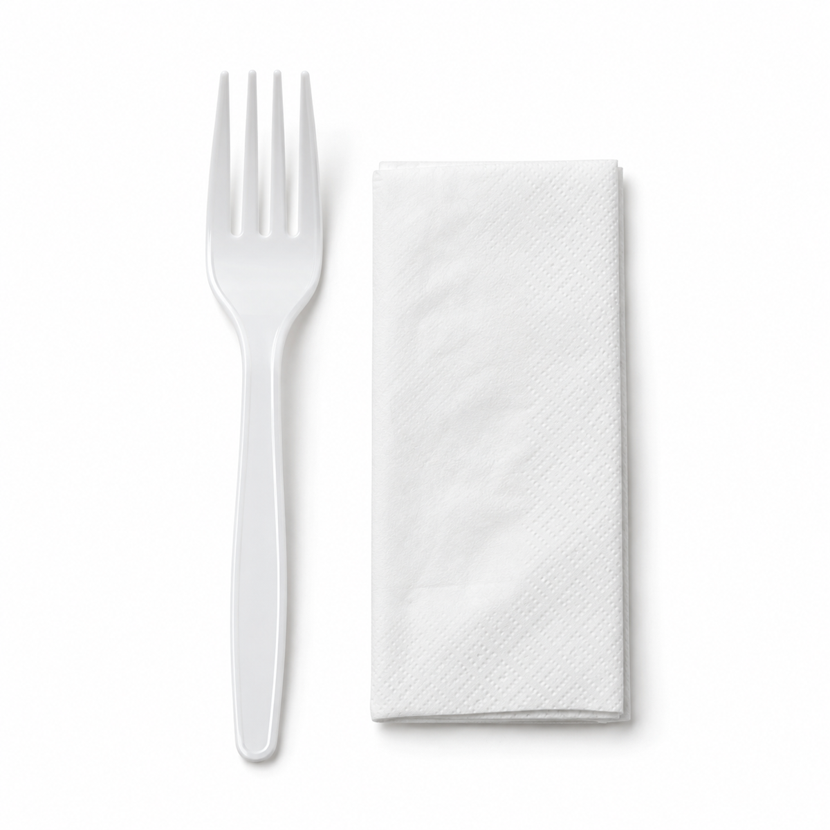 Generic representative image: White PP Fork and Napkin Kits – 8 × 10 Napkin
