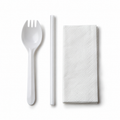 Generic representative image: White PP Spork, Straw and Napkin Kits – 8 × 10 Napkin