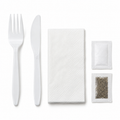 Generic representative image: White PP 5-Piece Cutlery Kits (Fork, Knife, Napkin, Salt and Pepper) – 8 × 10 Napkin