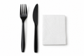 Generic representative image: Black PP Fork, Knife and Napkin Kits – 13 × 13 Napkin