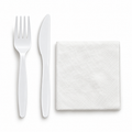 Generic representative image: White PP Fork, Knife and Napkin Kits – 13 × 13 Napkin