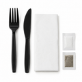 Generic representative image: Black PP 5-Piece Cutlery Kits (Fork, Knife, Napkin, Salt and Pepper) – 13 × 13 Napkin