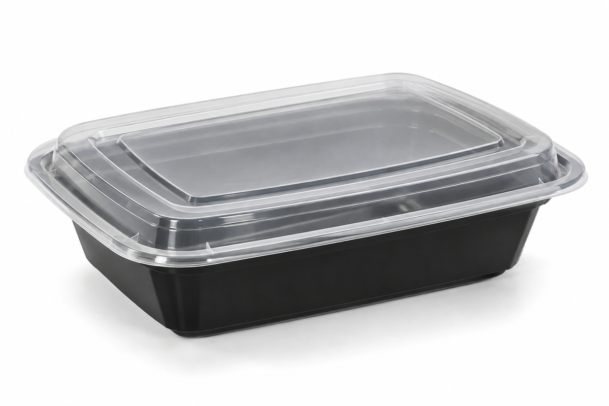 Generic representative image: Black PP Rectangular Takeout Containers with Clear Lids – 24 oz