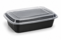 Generic representative image: Black PP Rectangular Takeout Containers with Clear Lids – 48 oz