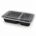 Generic representative image: Black PP 2-Compartment Rectangular Takeout Containers with Clear Lids