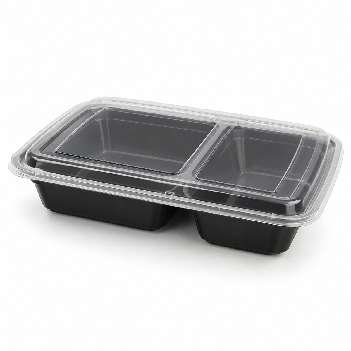 Generic representative image: Black PP 2-Compartment Rectangular Takeout Containers with Clear Lids