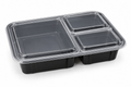 Generic representative image: Black PP 3-Compartment Rectangular Takeout Containers with Clear Lids