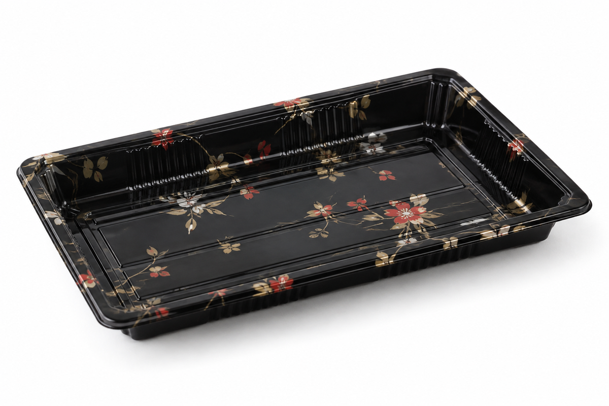 Generic representative image: Black PS Floral Sushi Trays – Style 0.6