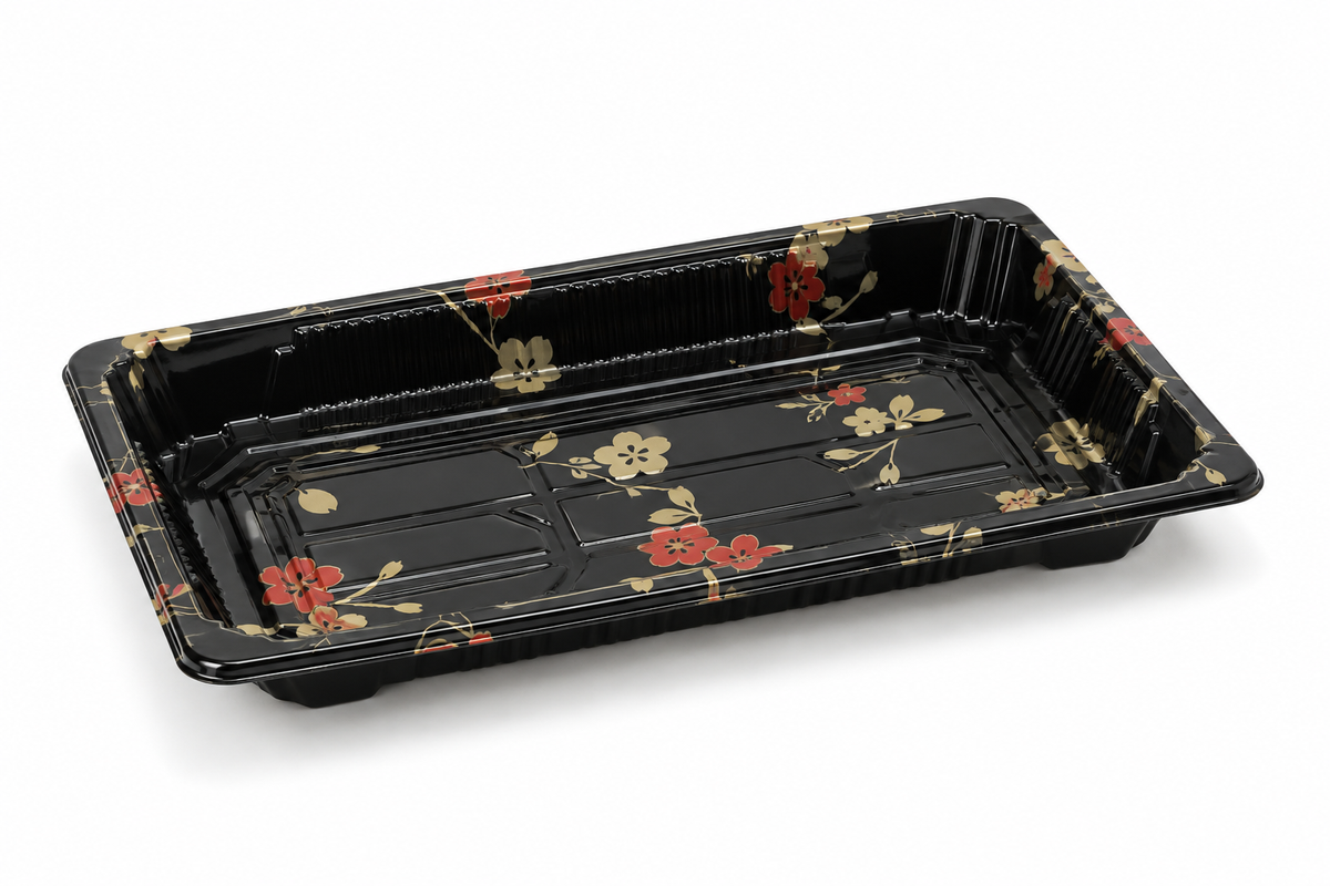 Generic representative image: Black PS Floral Sushi Trays – Style 008