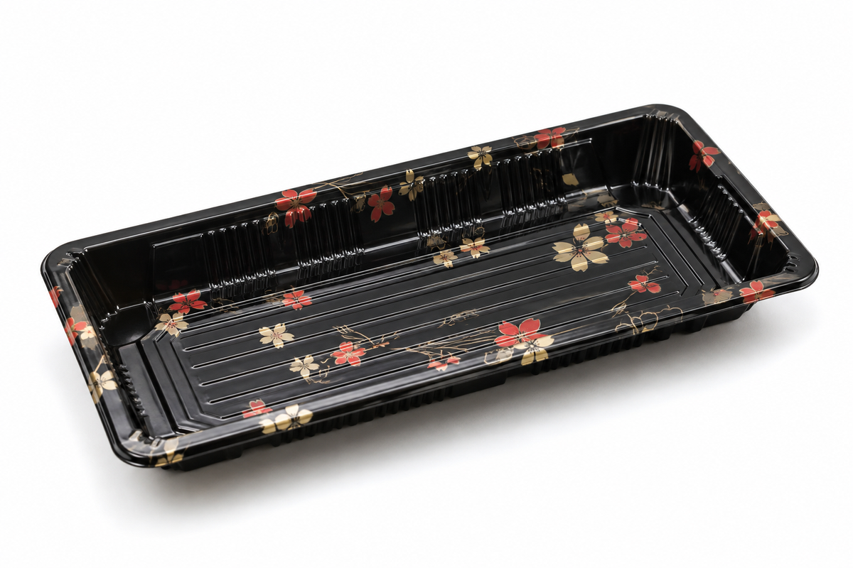 Generic representative image: Black PS Floral Sushi Trays – Style 015