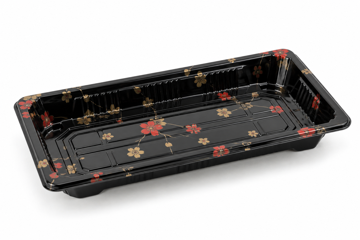 Generic representative image: Black PS Floral Sushi Trays – Style 020